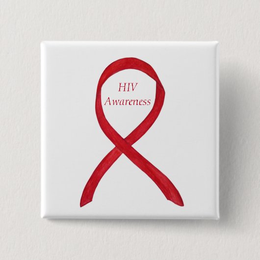 HIV Awareness Ribbon Custom Art Button (Vorderseite)