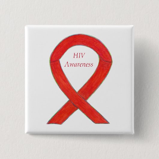 HIV Awareness Ribbon Custom Art Button (Vorderseite)
