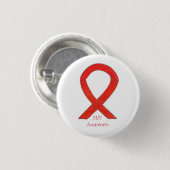 HIV Awareness Ribbon Custom Art Button (Vorne & Hinten)