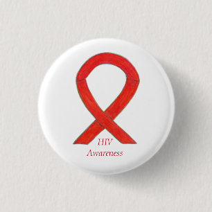 HIV Awareness Ribbon Custom Art Button