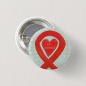 HIV-Bewusstsein Herz Ribbon Custom Art Button (Vorne & Hinten)