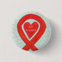 HIV-Bewusstsein Herz Ribbon Custom Art Button