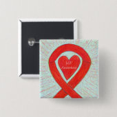 HIV-Bewusstsein Herz Ribbon Custom Art Button (Vorne & Hinten)