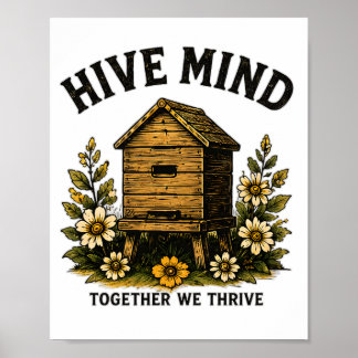 Hive Mind | Vintage-Bienenstock-Imker-Design Poster