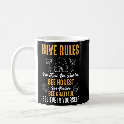 Hive Rules Bee Kind Bee Humble Pun Kaffeetasse (Links)