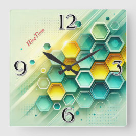 HiveTime benutzerdefinierbares Hexagon-Design | Ac Quadratische Wanduhr