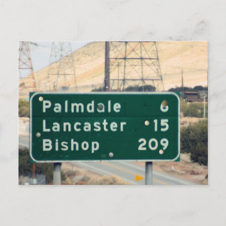 Hiway Sign auf CA-18 außerhalb von Palmdale/Lancas Postkarte