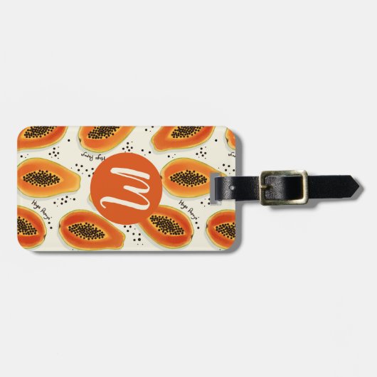 Hiya Papaya Pattern Gepäckanhänger (Vorderseite horizontal)