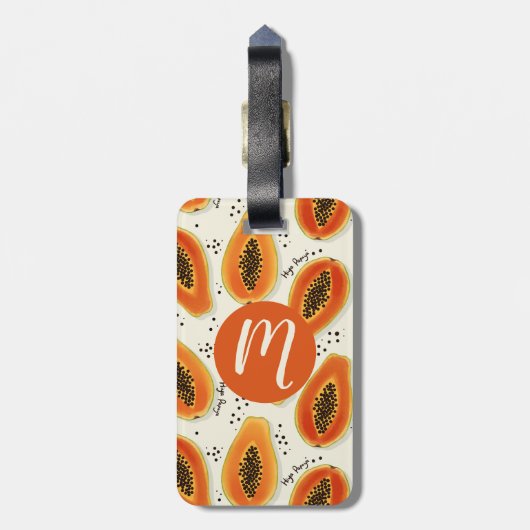 Hiya Papaya Pattern Gepäckanhänger (Rückseite vertikal)