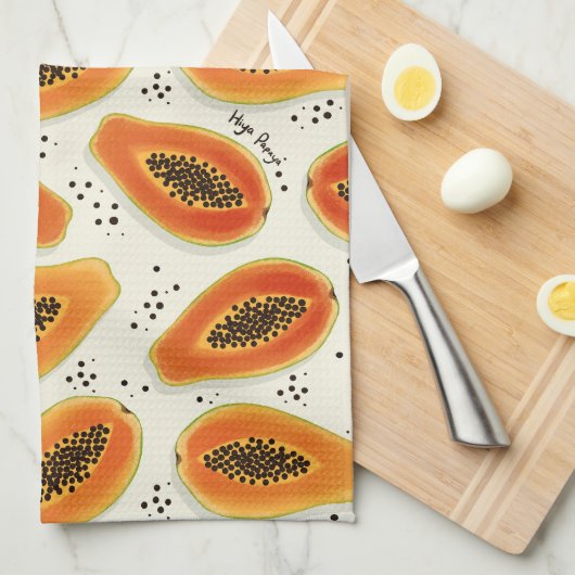 Hiya Papaya Pattern Geschirrtuch (Viertel Falte)