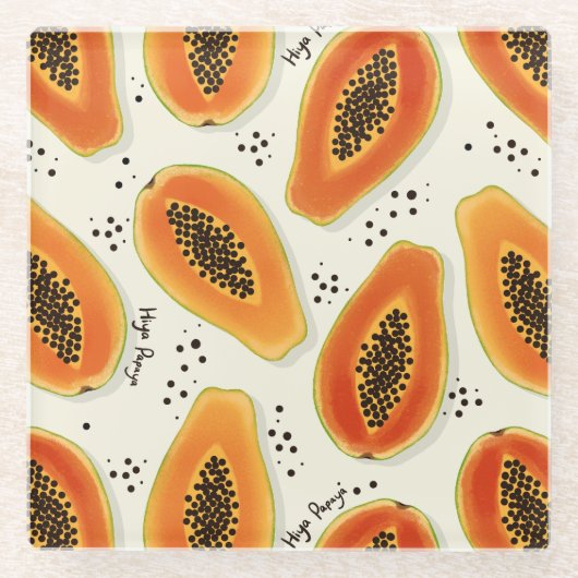 Hiya Papaya Pattern Glasuntersetzer (Vorderseite)