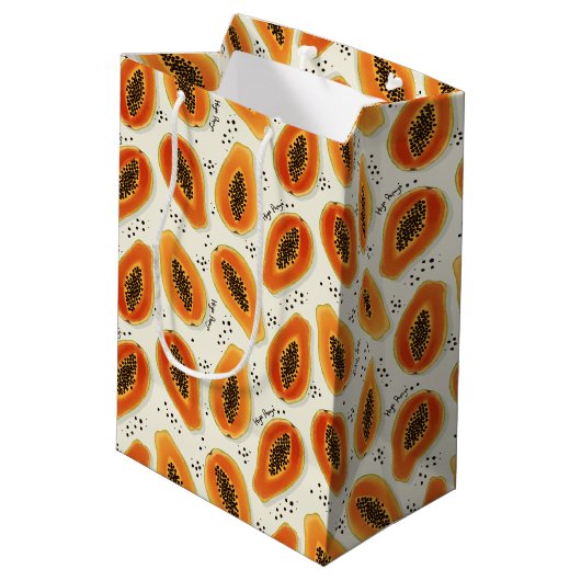 Hiya Papaya Pattern Mittlere Geschenktüte (Rückseite Schrägansicht)