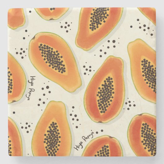 Hiya Papaya Pattern Steinuntersetzer (Vorderseite)