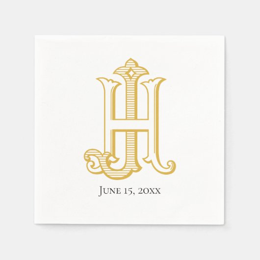 HJ Monogram oder JH Monogram Napkins Serviette (Vorderseite)