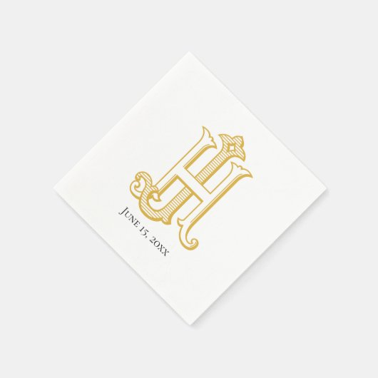 HJ Monogram oder JH Monogram Napkins Serviette (Ecke)
