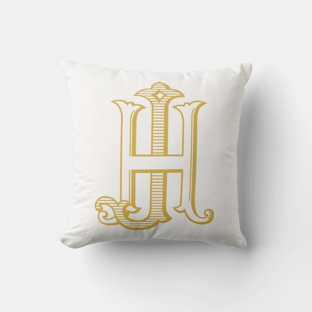 HJ Monogram oder JH Monogram Throw Pillow Kissen (Vorderseite)