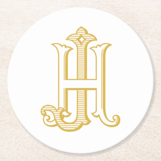 HJ Monogram oder JH Monogram Untersetzer (Vorderseite)
