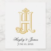 HJ Monogram oder JH Monogram Weinetikett (Einzelnes Label)