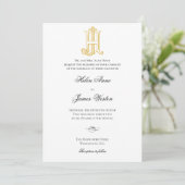 HJ-Monogramm- oder JH-Monogramm-Hochzeitseinladung Einladung (Stehend Vorderseite)