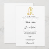 HJ-Monogramm- oder JH-Monogramm-Hochzeitseinladung Einladung (Vorne/Hinten)