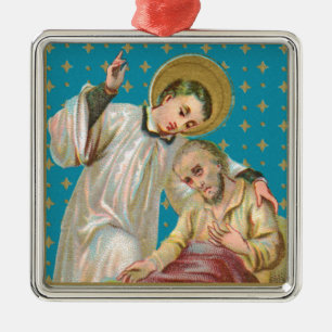 Hl. Aloysius Gonzaga & Pestopfer (M 006) Ornament Aus Metall