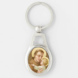 Hl. Antonius von Padua & Christuskind (JM 05) Oval Schlüsselanhänger