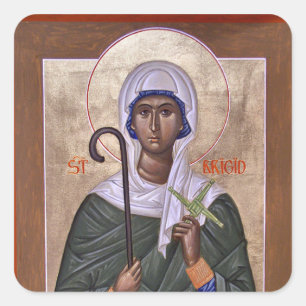 Hl. Brigid von Irland orthodoxe christliche Ikone Quadratischer Aufkleber