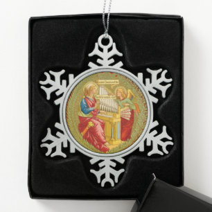 Hl. Cäcilia von Rom (SNV 36) Schneeflocken Zinn-Ornament