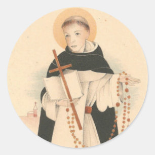 Hl. Dominikus mit dem Rosenkranz Runder Aufkleber