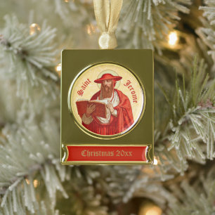 Hl. Hieronymus als Kardinal mit Buch (P 004) Banner-Ornament Gold