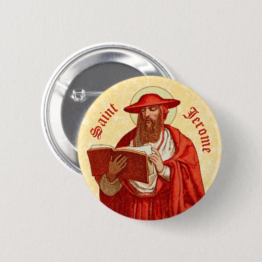 Hl. Hieronymus als Kardinal mit Buch (P 004) Button (Vorne & Hinten)