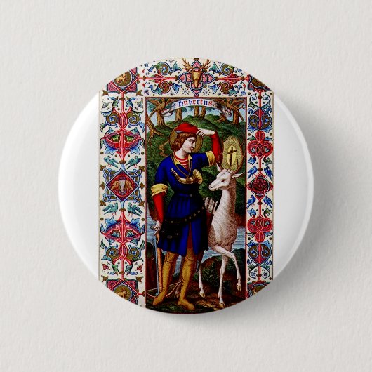 Hl. Hubert von Liege am Hof Button (Vorderseite)
