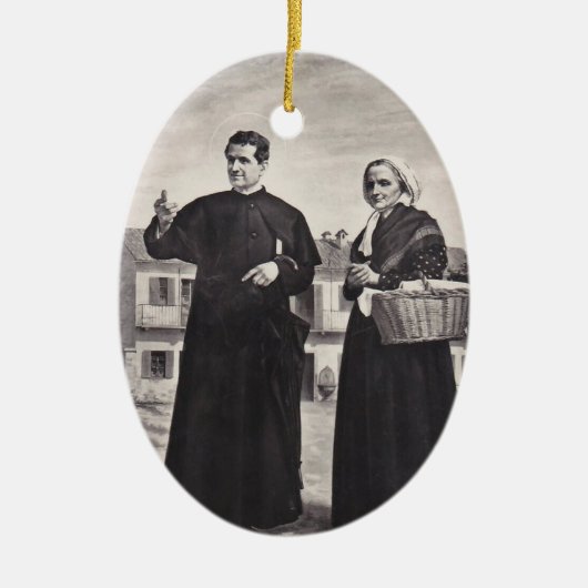 Hl. Johannes Bosco mit Mutter Keramik Ornament (Vorne)