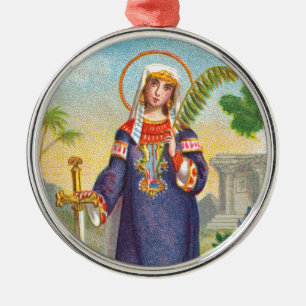 Hl. Katharina von Alexandrien in ägyptischer Trach Ornament Aus Metall