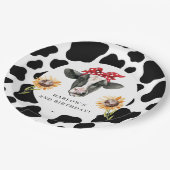 Hl. Kuh Country Farm Sonnenblume Geburtstag Pappteller (Schrägansicht)