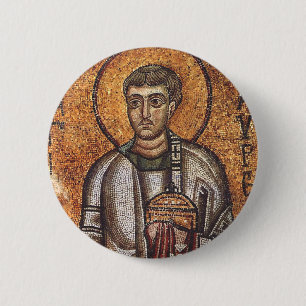 Hl. Laurentius Orthodoxe Mosaik-Kunstprint Button