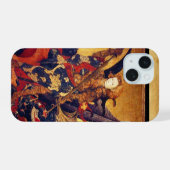 Hl. Michael besiegt den Teufel als mittelalterlich iPhone 15 Hülle (Rückseite (Horizontal))