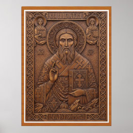 Hl. Nikolaus, neue orthodoxe Holzbuchstaben der Ju Poster