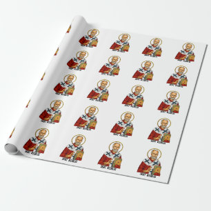 Hl. Nikolaus orthodox serbische Heilige Ikone Geschenkpapier