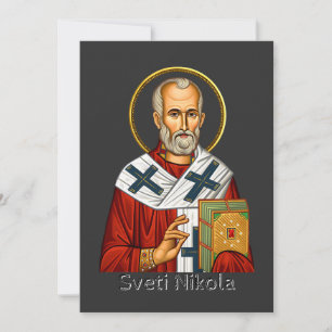 Hl. Nikolaus orthodoxe serbische Buchstaben-Ikone  Einladung