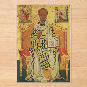 Hl. Nikolaus von Myra byzantinische orthodoxe Ikon Acryleinladungen