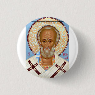 Hl. Nikolaus von Myra Premium-Orthodoxe Kunst Button