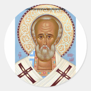 Hl. Nikolaus von Myra Premium-Orthodoxe Kunst Runder Aufkleber