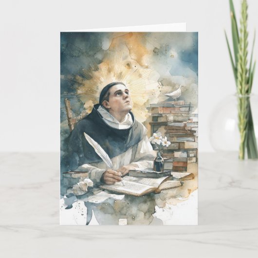 Hl. Thomas von Aquin mit Feder Karte (Vorderseite)