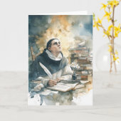 Hl. Thomas von Aquin mit Feder Karte (Gelbe Blume)