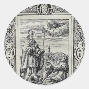 Hl. Valentin von Rom Gravur Premium Kunst Runder Aufkleber
