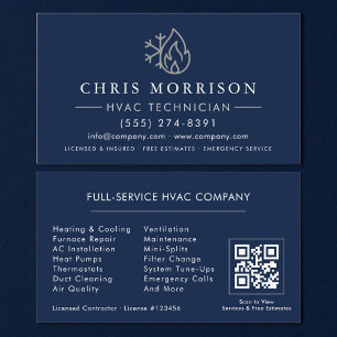 HLK Navy Blau Silber QR-Code Visitenkarte