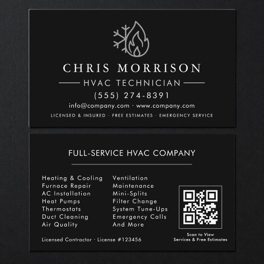 HLK Schwarz Silber QR-Code Visitenkarte