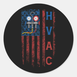 HLK-Techniker Amerikanische Flagge USA Vintage Runder Aufkleber