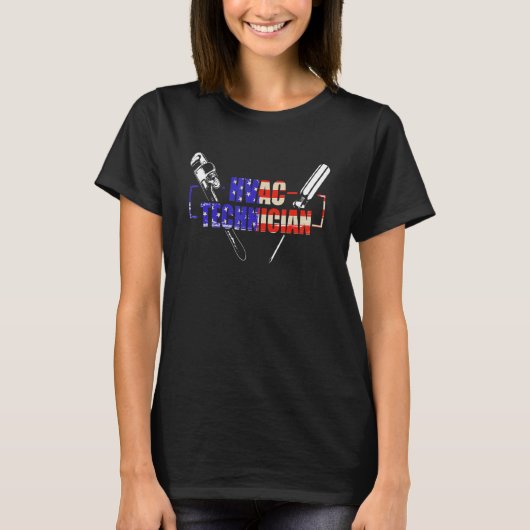 HLK-Techniker USA-Flagge HLK-Tech 2 T-Shirt (Vorderseite)